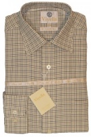 Viyella - Olive mini tattersall check shirt with a standard collar